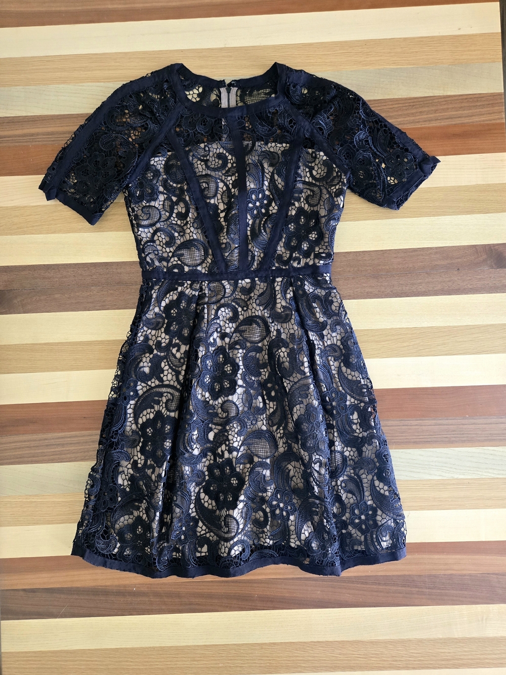 Women's Black Lace Fit & Flare Mini Dress Little Black Dress Size EU36 Or US 4
